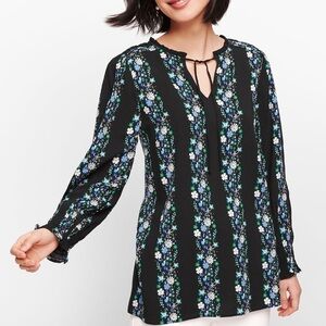 Talbots Tie Neck Floral Top - XS
